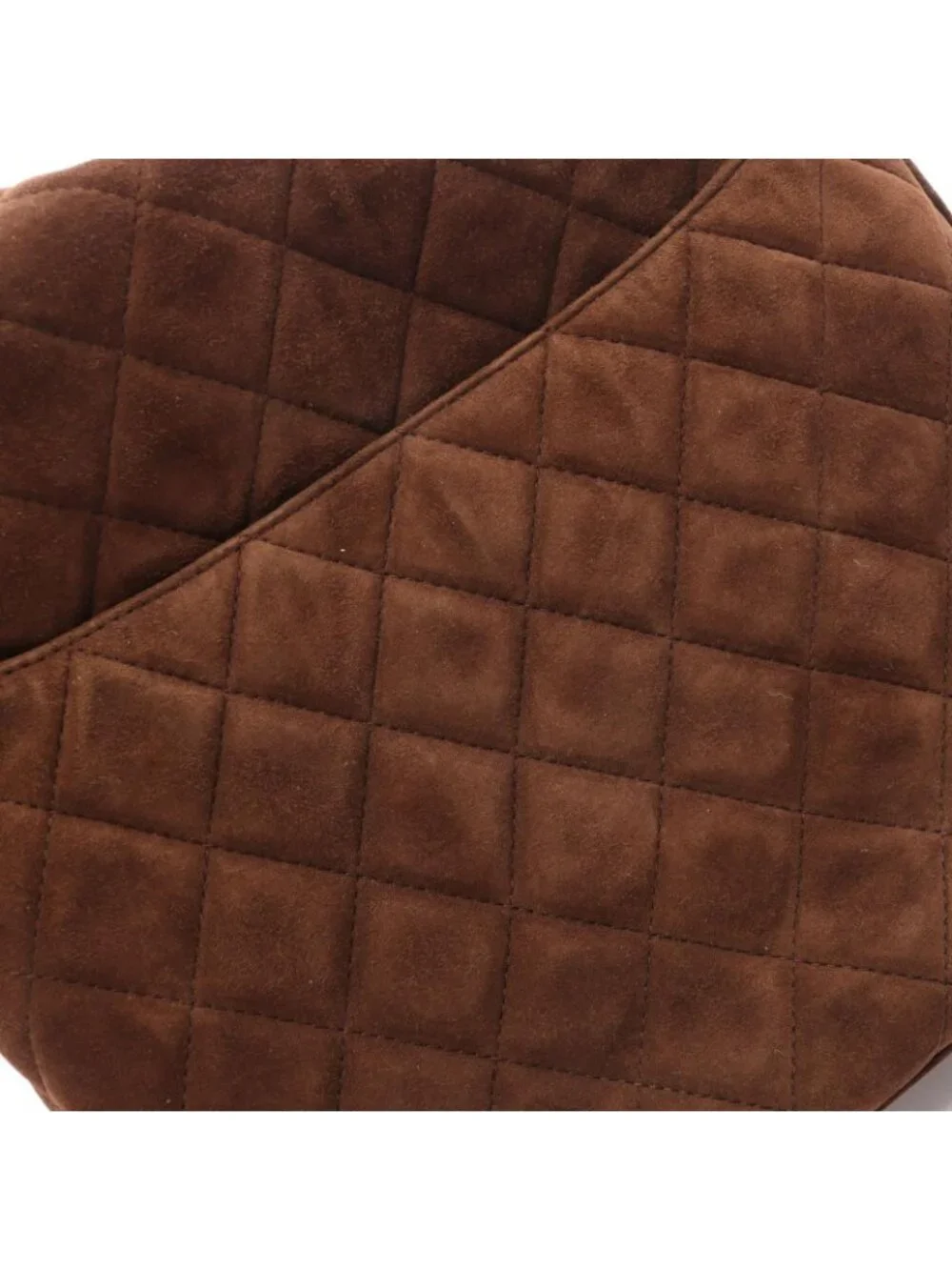 Chanel Shoulder Bag Quilted Dark Brown Suede
